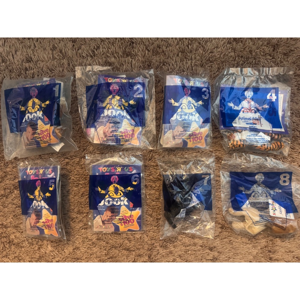 McDonald's Happy Meal Animal Alley Complete‎ Set of 8 Sealed Toys